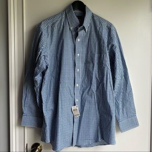 Club Room Green Blue Gingham Long Sleeves Shirt 16